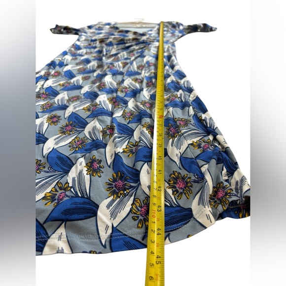 Boden Ruth Faux Wrap Dress Blue Botanical Sz 10 Long workwear business casual - Picture 11 of 12